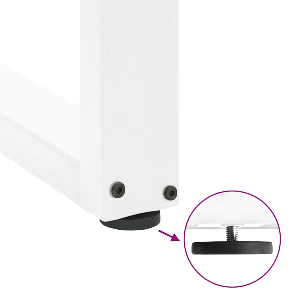 sofabordsben U-formet 2 stk. hvid 30x(30-31) cm stål