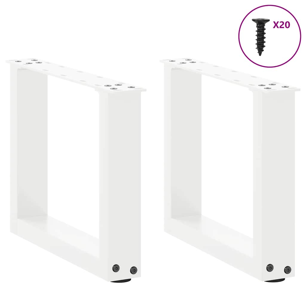 sofabordsben U-formet 2 stk. hvid 40x(30-31) cm stål