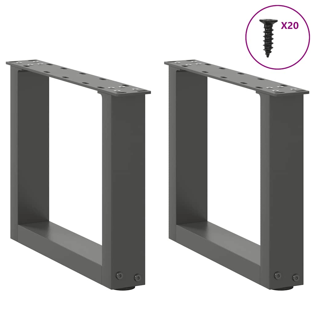 sofabordsben U-formet 2 stk. antracit 40x(30-31) cm stål