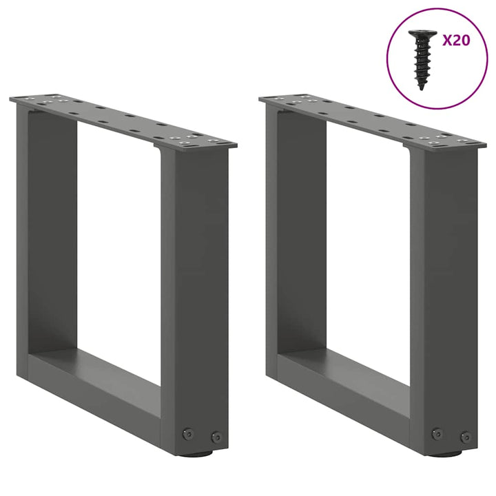 sofabordsben U-formet 2 stk. antracit 40x(30-31) cm stål