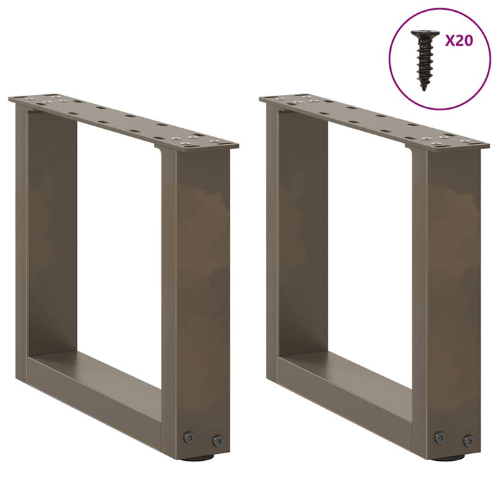 sofabordsben U-formet 2 stk. naturstål 40x(30-31) cm stål