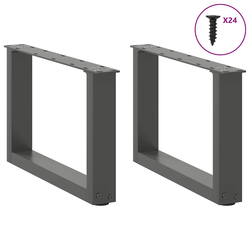 sofabordsben U-formet 2 stk. antracit 50x(30-31) cm stål