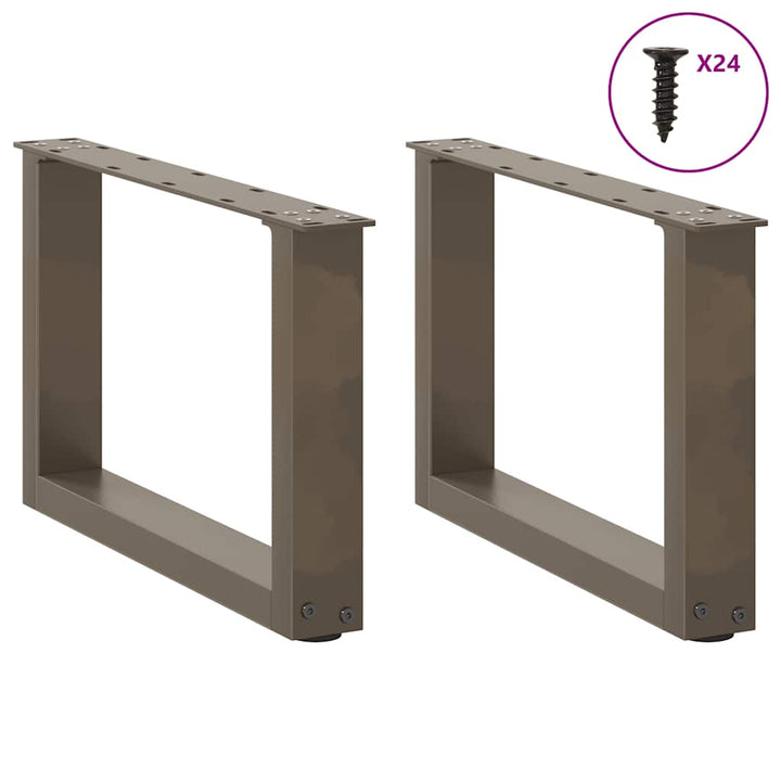 sofabordsben U-formet 2 stk. naturstål 50x(30-31) cm stål