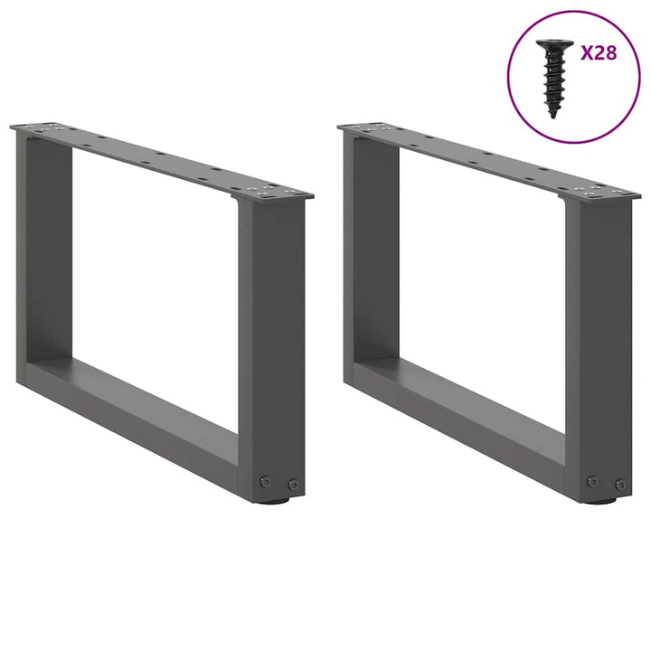 sofabordsben U-formet 2 stk. antracit 70x(30-31) cm stål