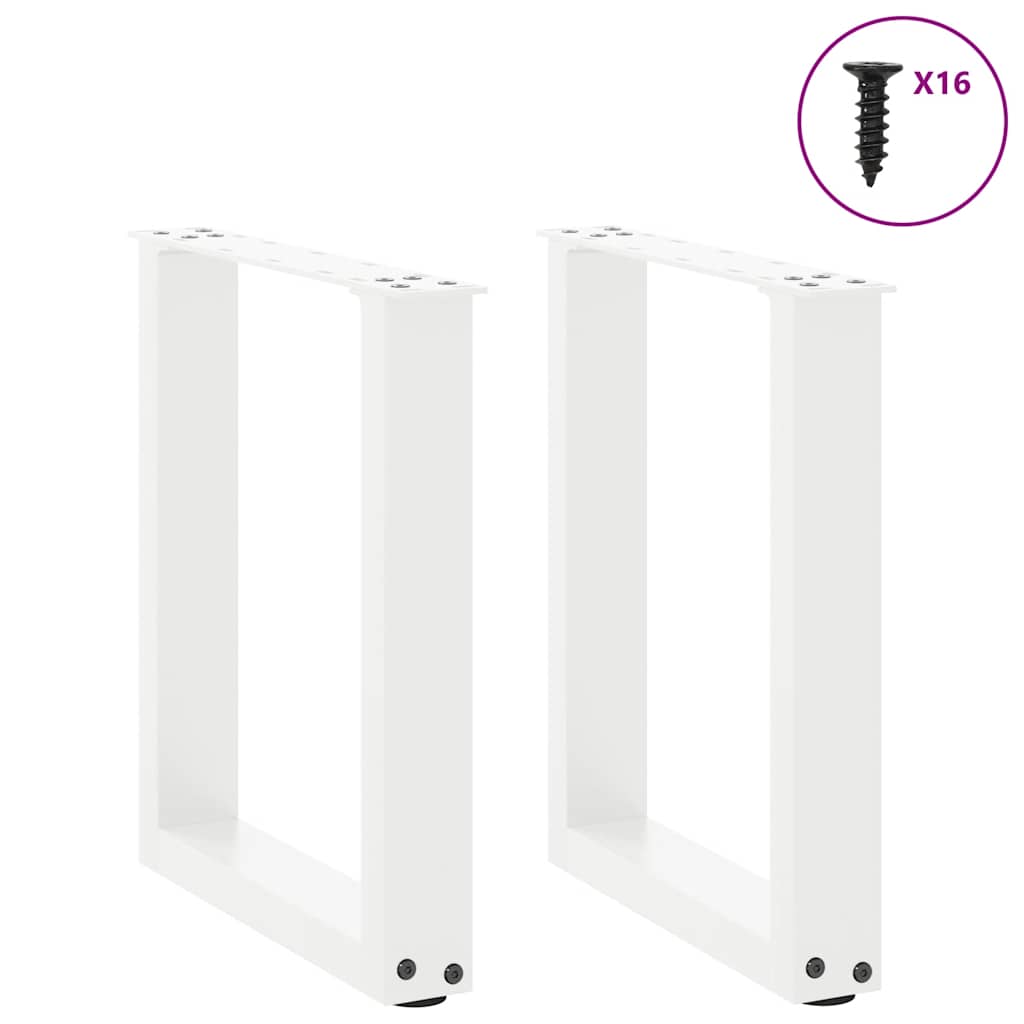 sofabordsben U-formet 2 stk. hvid 28 x (42-43) cm stål