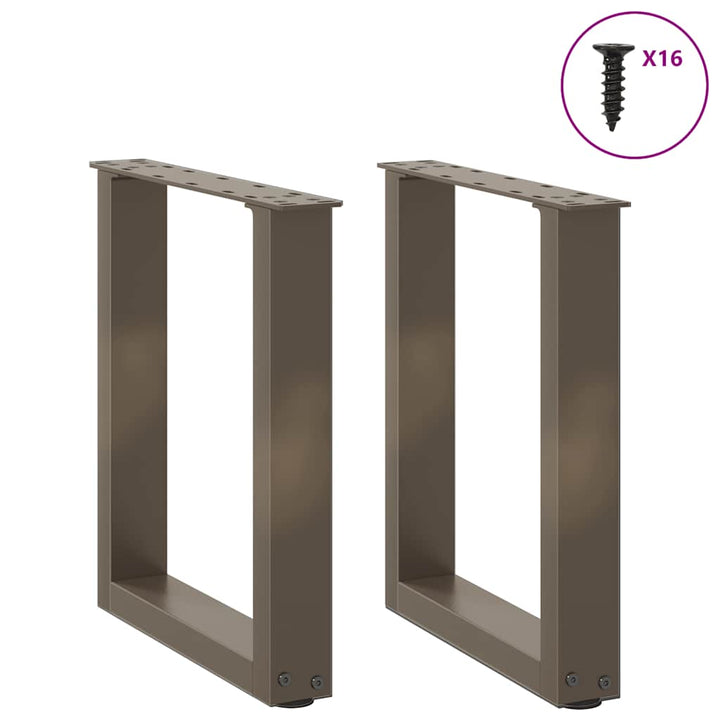 sofabordsben U-formet 2 stk. naturstål 28 x (42-43) cm stål