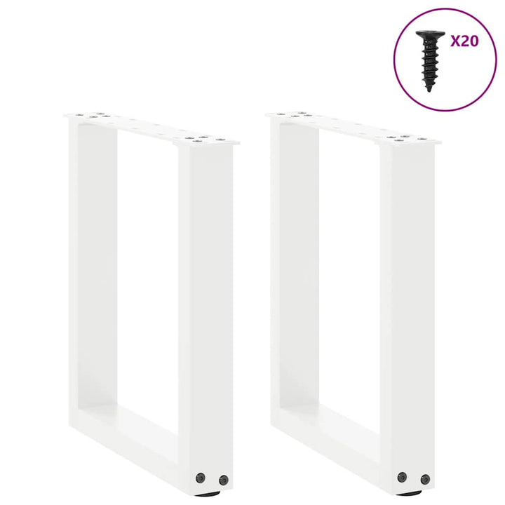 sofabordsben U-formet 2 stk. hvid 38 x (42-43) cm stål