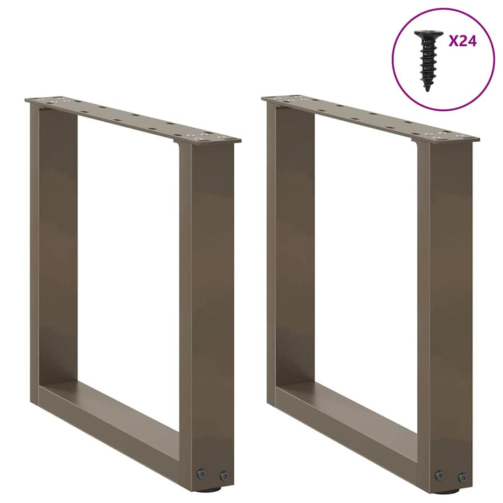 sofabordsben U-formet 2 stk. naturstål 50x(42-43) cm stål