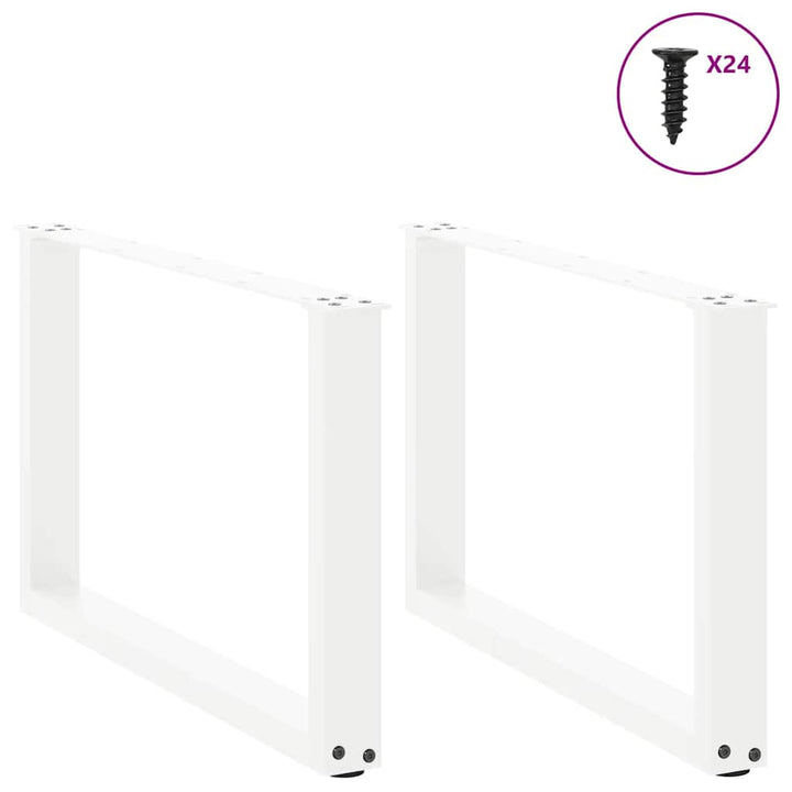 sofabordsben U-formet 2 stk. hvid 60 x (42-43) cm stål