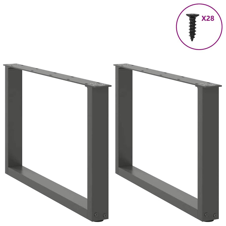 sofabordsben U-formet 2 stk. antracit 70 x (42-43) cm stål