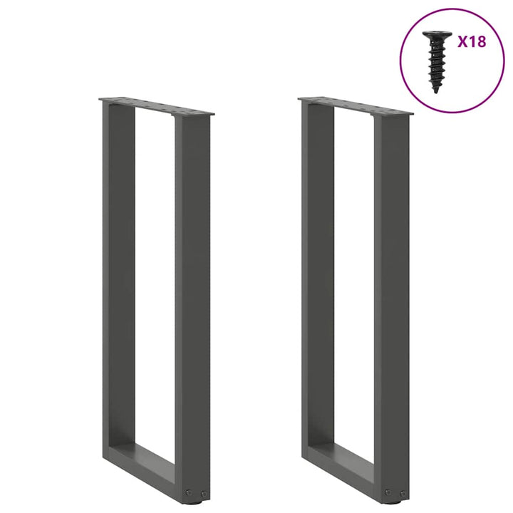 konsolbordben U-formet 2 stk. antracit 28 x (72-73) cm stål