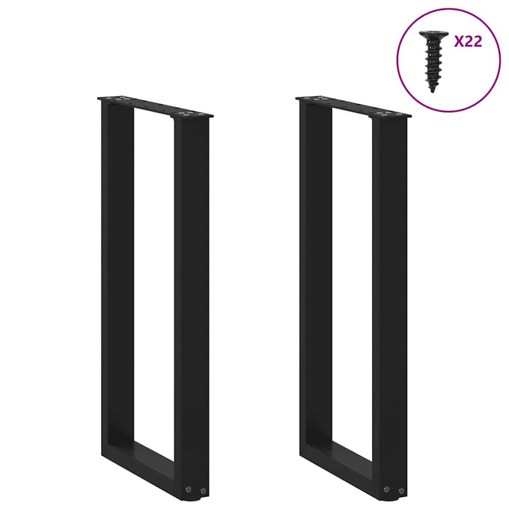 konsolbordben U-formet 2 stk. sort 38 x (72-73) cm stål