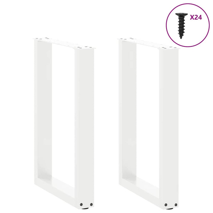 spisebordsben U-formet 2 stk. hvid 50x(72-73) cm stål