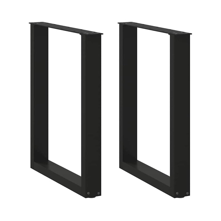 spisebordsben U-formet 2 stk. sort 70 x (72-73) cm stål