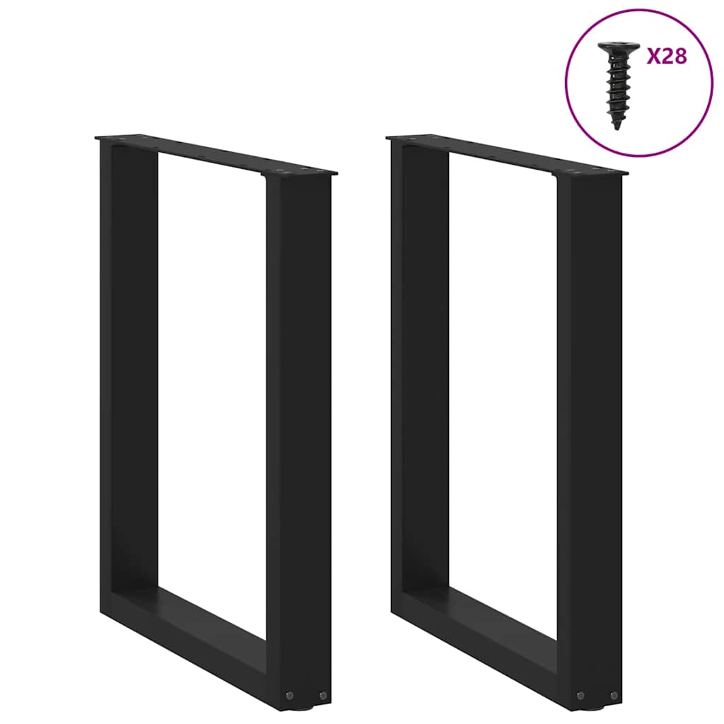 spisebordsben U-formet 2 stk. sort 70 x (72-73) cm stål