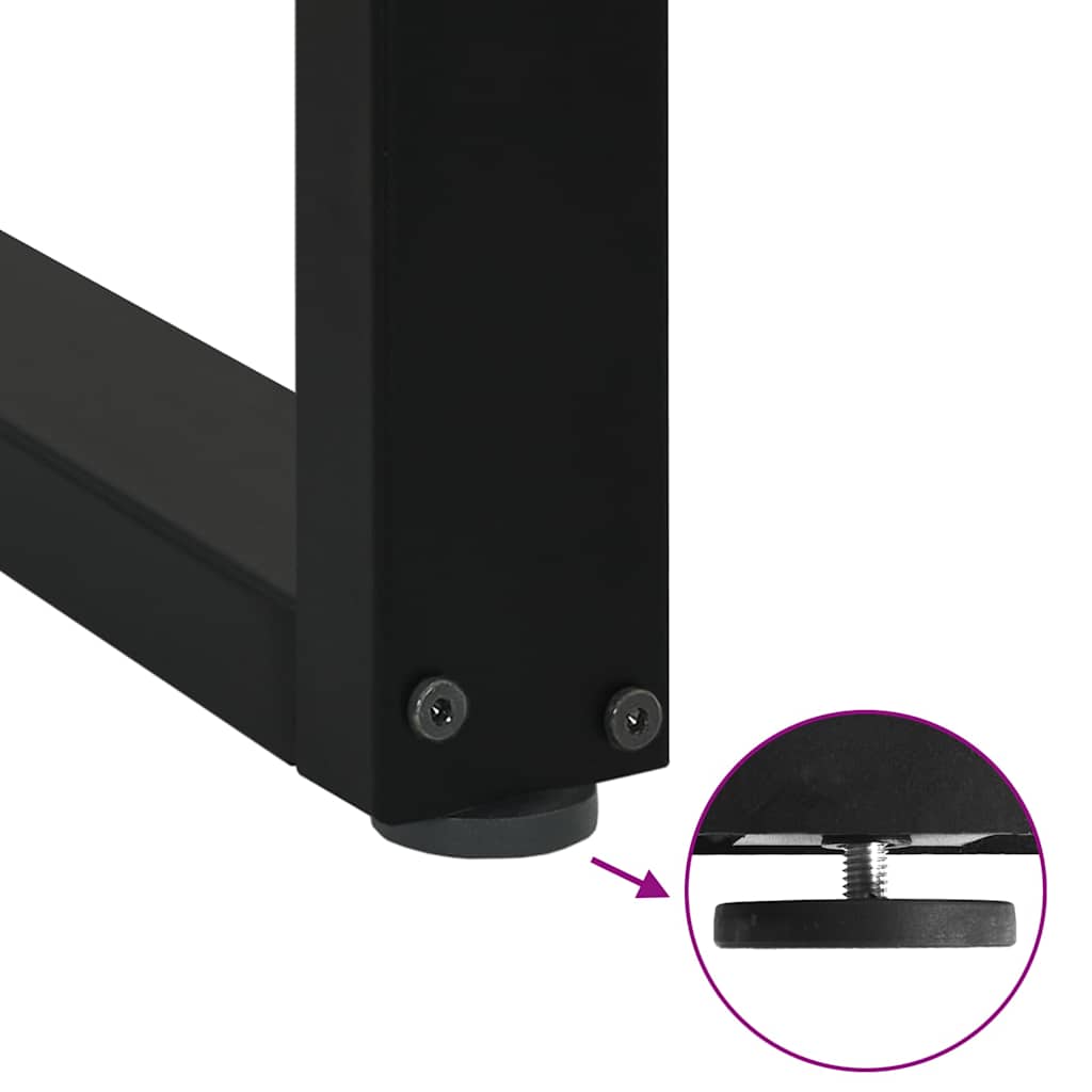 spisebordsben U-formet 2 stk. sort 70 x (72-73) cm stål
