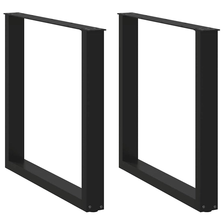 spisebordsben U-formet 2 stk. sort 80 x (72-73) cm stål