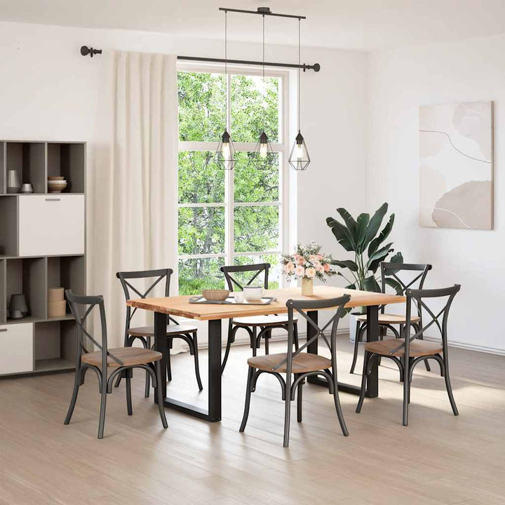 spisebordsben U-formet 2 stk. sort 80 x (72-73) cm stål
