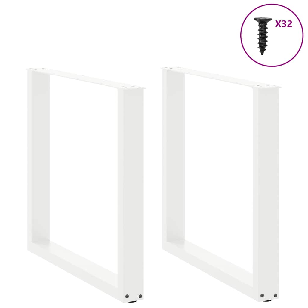 spisebordsben U-formet 2 stk. hvid 90 x (72-73) cm stål