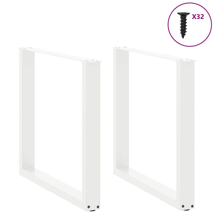 spisebordsben U-formet 2 stk. hvid 90 x (72-73) cm stål