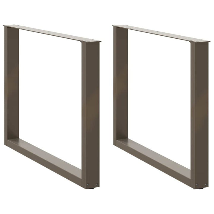 spisebordsben U-formet 2 stk. naturstål 100x(72-73) cm stål