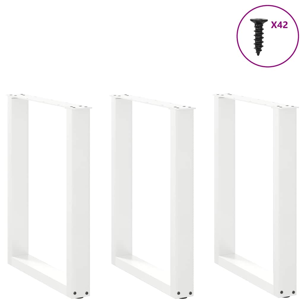 spisebordsben U-formet 3 stk. hvid 70 x (72-73) cm stål