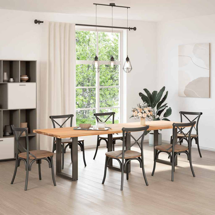 spisebordsben U-formet 3 stk. naturstål 70 x (72-73) cm stål