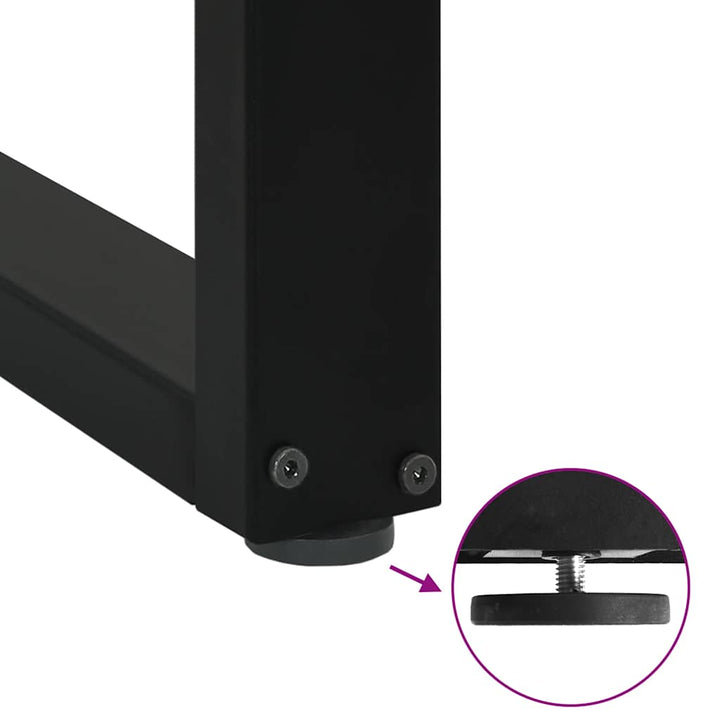 spisebordsben U-formet 3 Stk. sort 100x(72-73) cm stål
