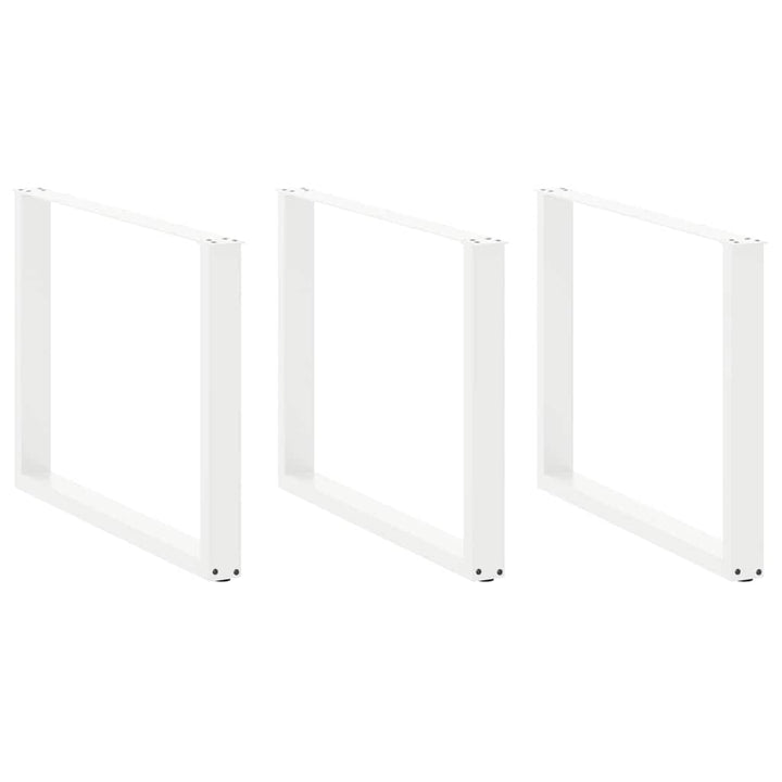 spisebordsben U-formet 3 Stk. hvid 100x(72-73) cm stål