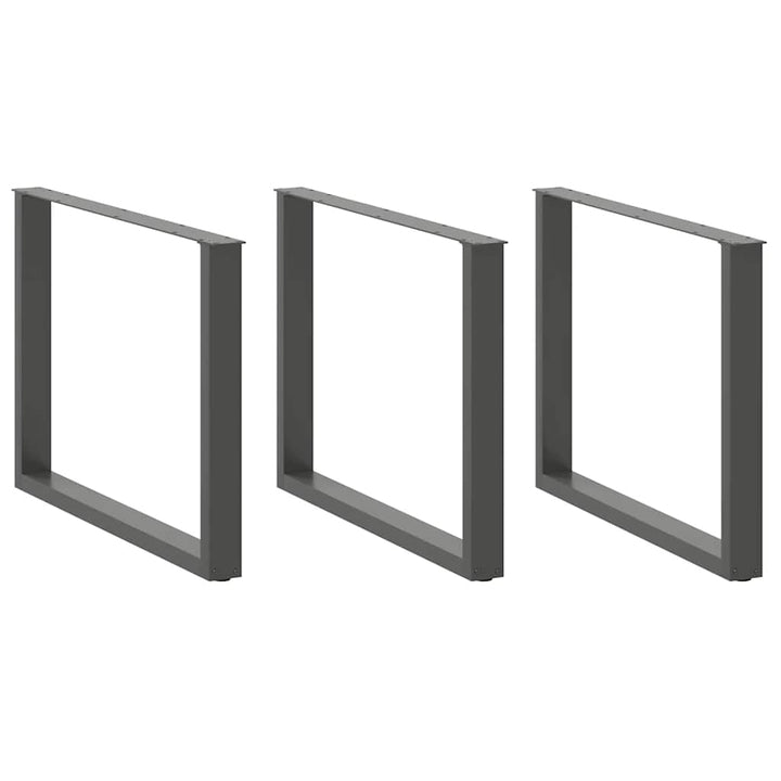 spisebordsben U-formet 3 Stk. antracit 100x(72-73) cm stål
