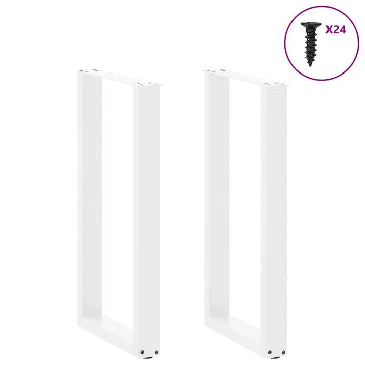 barbordsben U-formet 2 stk. hvid 50x(90-91) cm stål