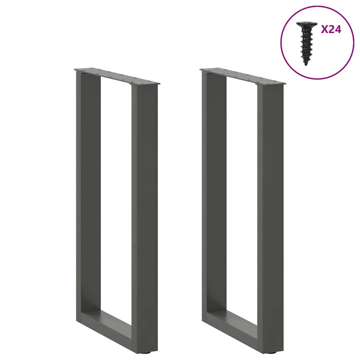 barbordsben U-formet 2 stk. antracit 50x(90-91) cm stål