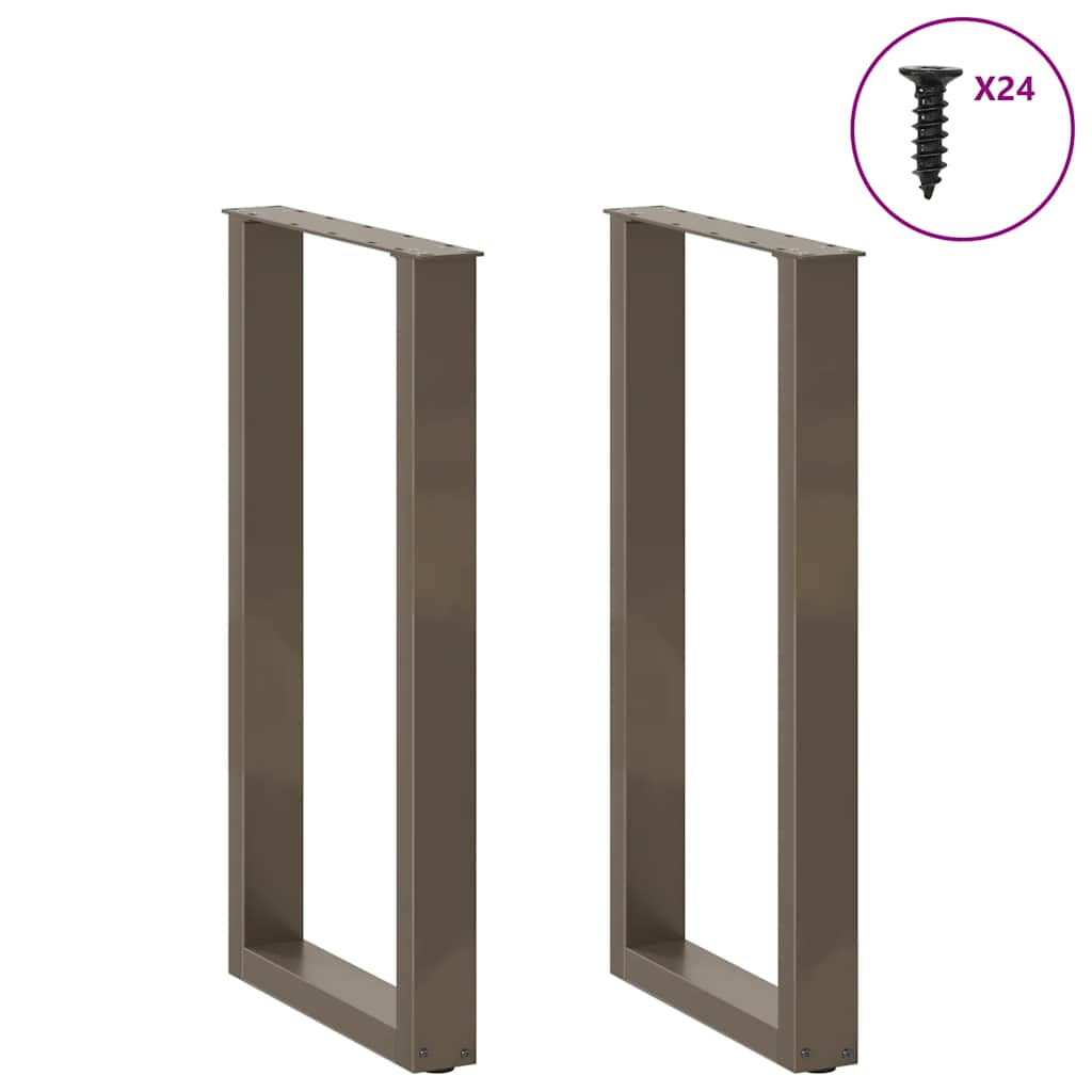 barbordsben U-formet 2 stk. naturstål 50x(90-91) cm stål