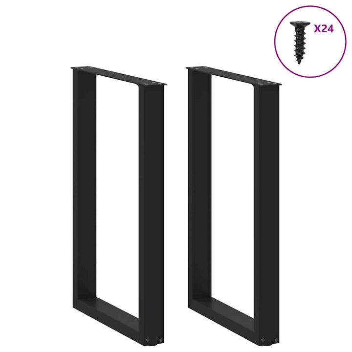 barbordsben U-formet 2 stk. sort 60x(90-91) cm stål