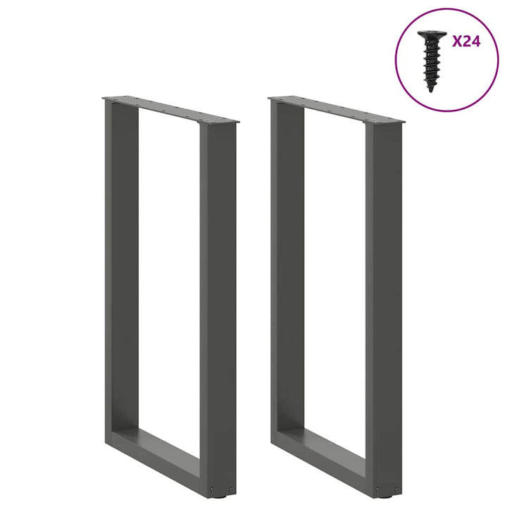 barbordsben U-formet 2 stk. antracit 60x(90-91) cm stål
