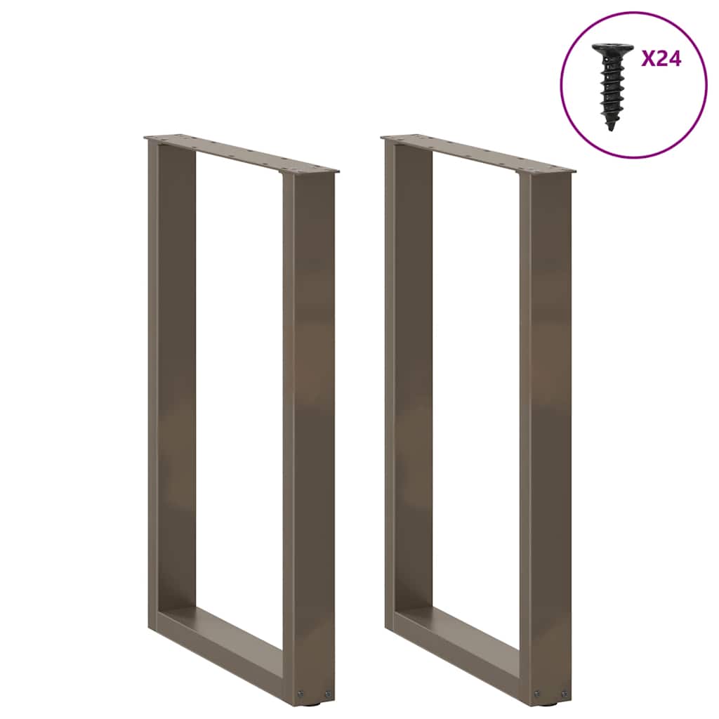 barbordsben U-formet 2 stk. naturstål 60x(90-91) cm stål