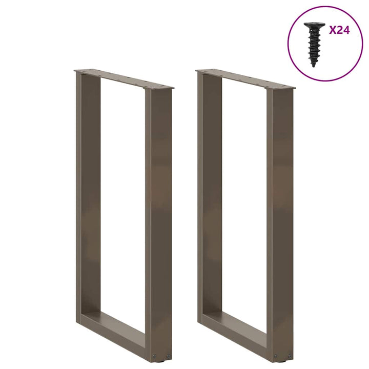 barbordsben U-formet 2 stk. naturstål 60x(90-91) cm stål