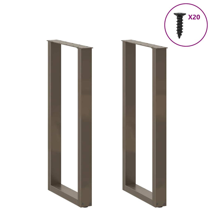 barbordsben U-formet 2 stk. naturstål 40x(100-101) cm stål