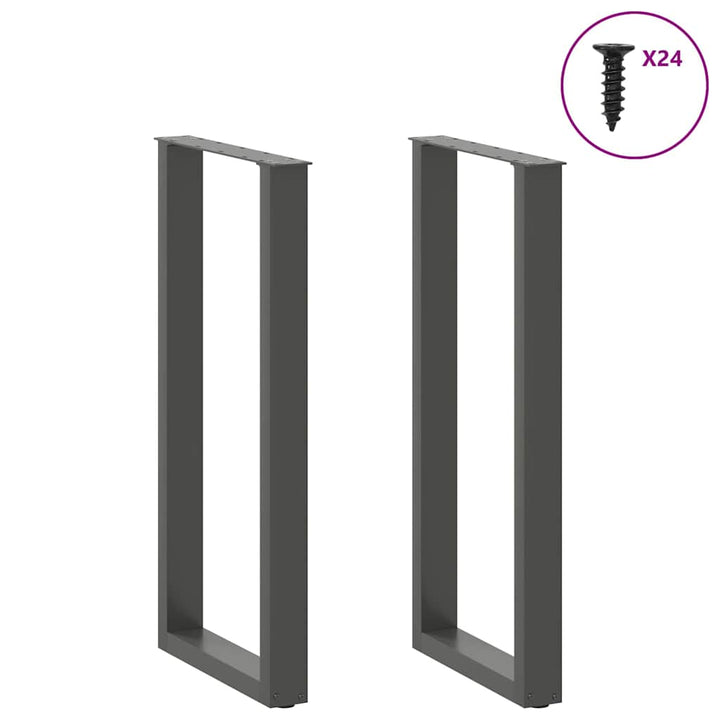 barbordsben U-formet 2 stk. antracit 50x(100-101) cm stål