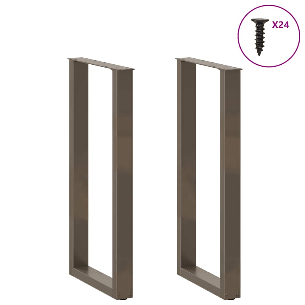 barbordsben U-formet 2 stk. naturstål 50x(100-101) cm stål