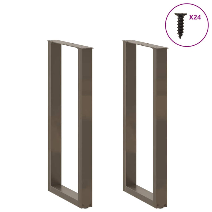 barbordsben U-formet 2 stk. naturstål 50x(100-101) cm stål