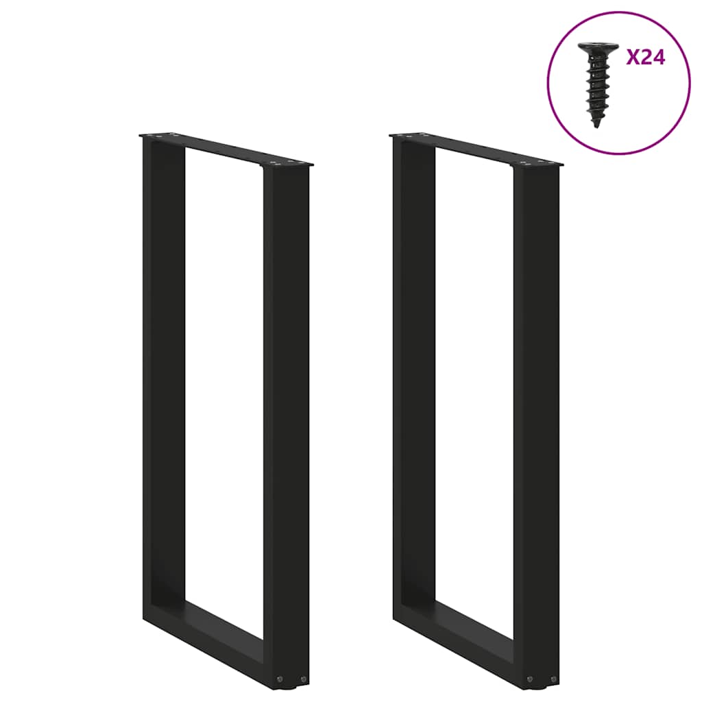 barbordsben U-formet 2 stk. sort 60x(100-101) cm stål
