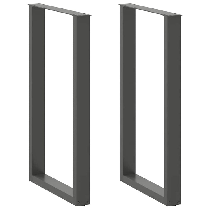 barbordsben U-formet 2 stk. antracit 60x(100-101) cm stål