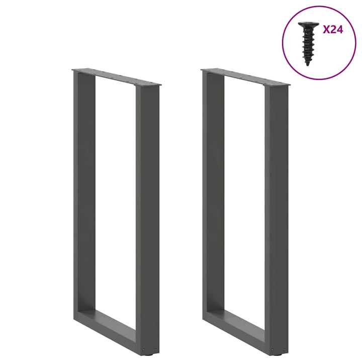 barbordsben U-formet 2 stk. antracit 60x(100-101) cm stål