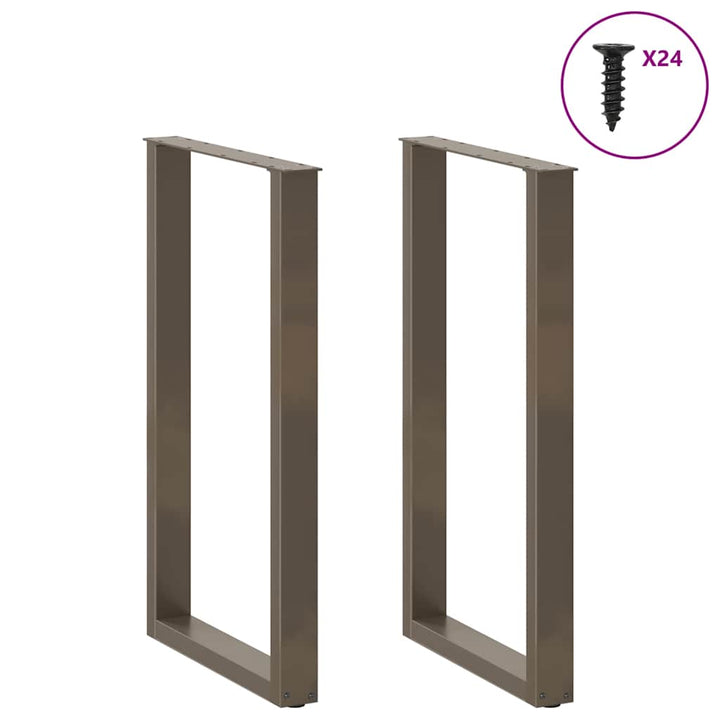 barbordsben U-formet 2 stk. naturstål 60x(100-101) cm stål
