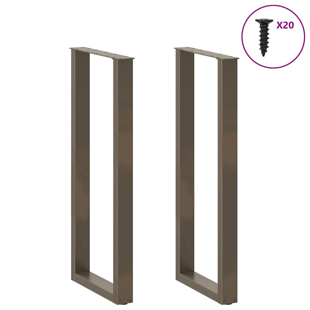 barbordsben U-formet 2 stk. naturstål 40x(110-111) cm stål