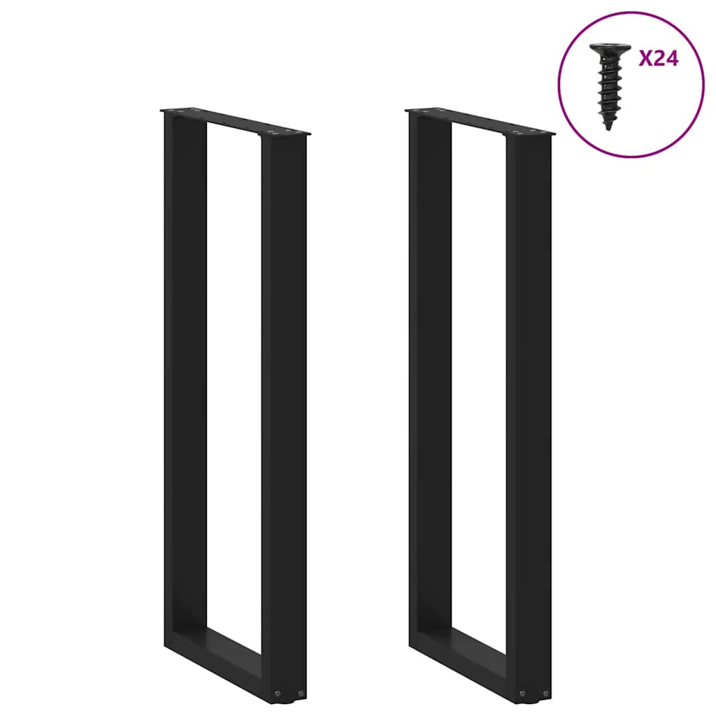 barbordsben U-formet 2 stk. sort 50x(110-111) cm stål