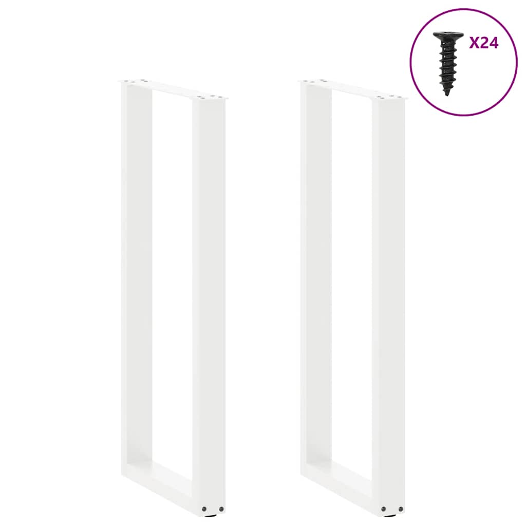 barbordsben U-formet 2 stk. hvid 50x(110-111) cm stål