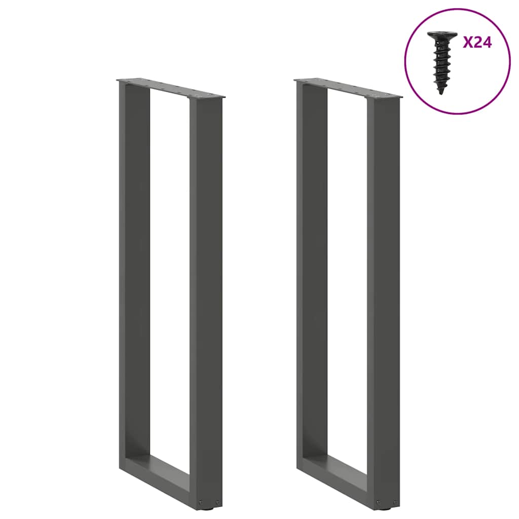 barbordsben U-formet 2 stk. antracit 50x(110-111) cm stål