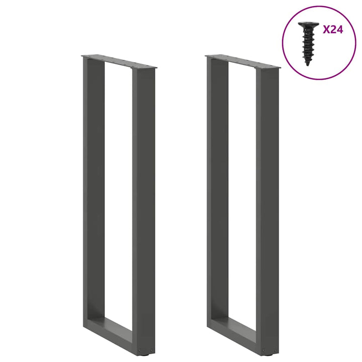 barbordsben U-formet 2 stk. antracit 50x(110-111) cm stål